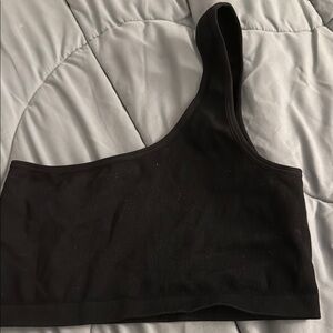 Black One-Shoulder Crop Top